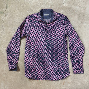 Ted Baker Navy Blue Pink Roses Floral Casual Button Down Shirt Men’s Medium